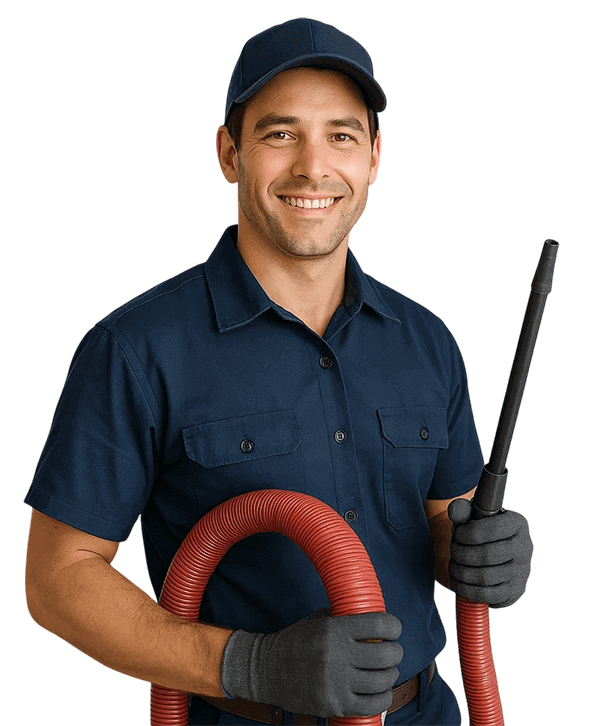 Sugar Land Air Ducts Cleaning TX   technician holding HVAC tools and smiling
